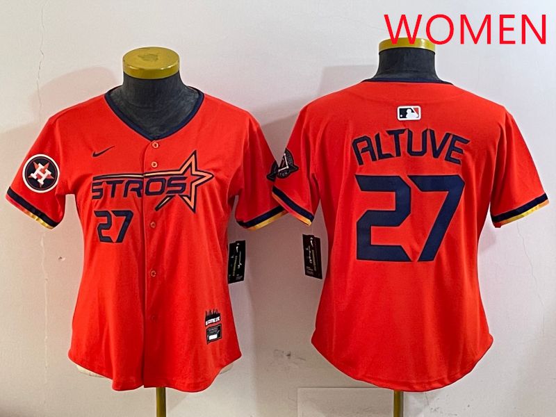 Women Houston Astros #27 Altuve Orange Three generations Joint Name 2025 Nike MLB Jersey style 4102